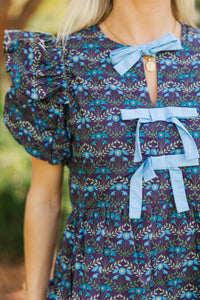 It's In The Wind Navy Medallion Floral Dress