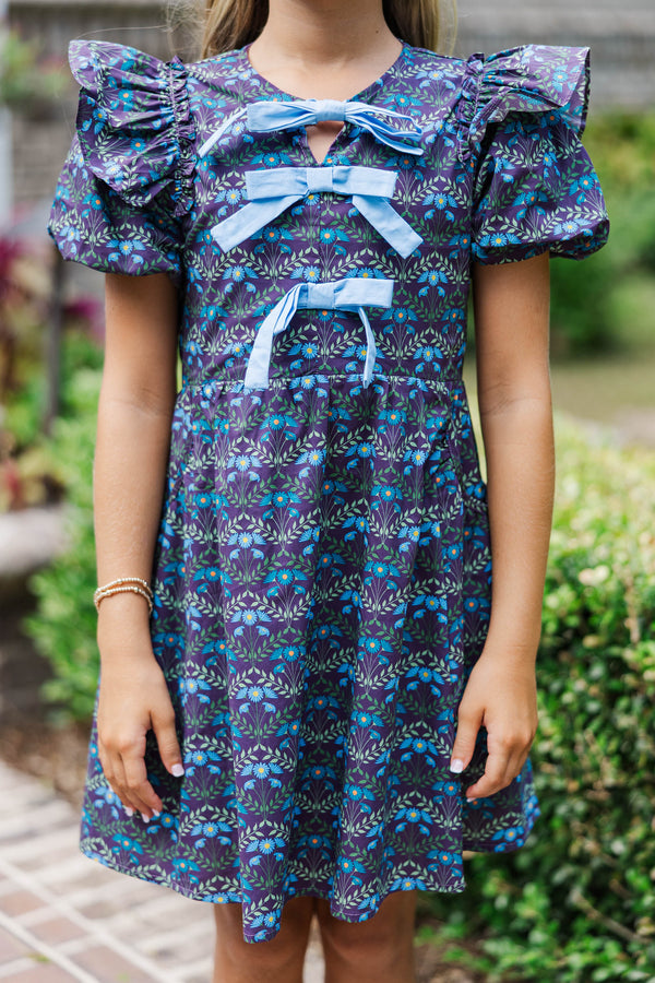 Girls: It's In The Wind Navy Floral Dress