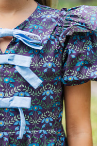 Girls: It's In The Wind Navy Floral Dress