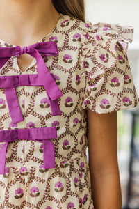 Girls: It's In The Wind Magenta Floral Dress