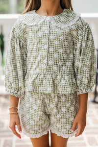 Girls: All Around You Green Crochet Ruffled Set