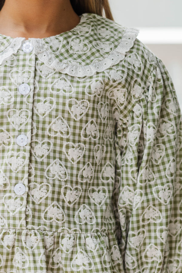 Girls: All Around You Green Crochet Ruffled Set