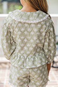 Girls: All Around You Green Crochet Ruffled Set