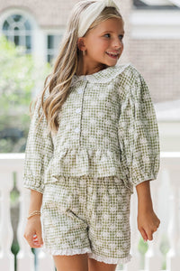 Girls: All Around You Green Crochet Ruffled Set