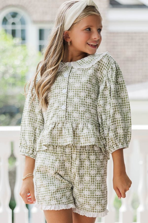 Girls: All Around You Green Crochet Ruffled Set