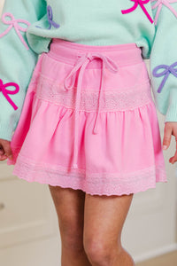 Girls: My Time To Shine Pink Lace Skort