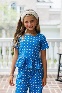 Girls: Playdate Pretty Navy Bow Print Set