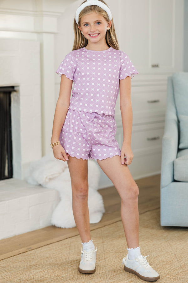 Girls: When I Get There Lavender Bow Print Set