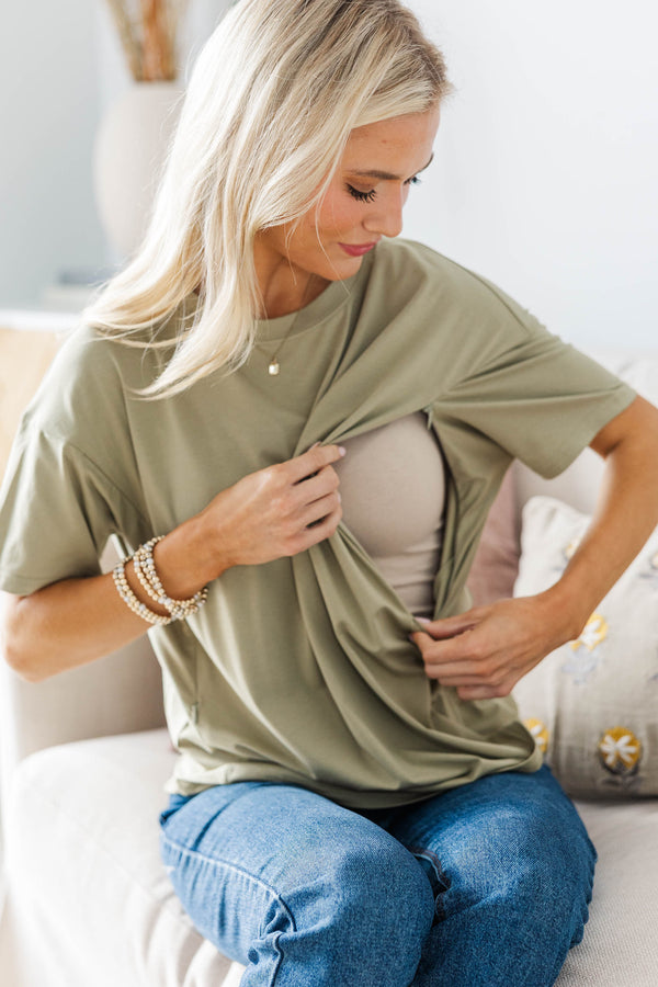 NURSING COLLECTION: Quiet Comfort Olive Tee