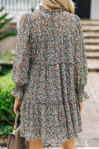 There's Something About It Brown Ditsy Floral Babydoll Dress