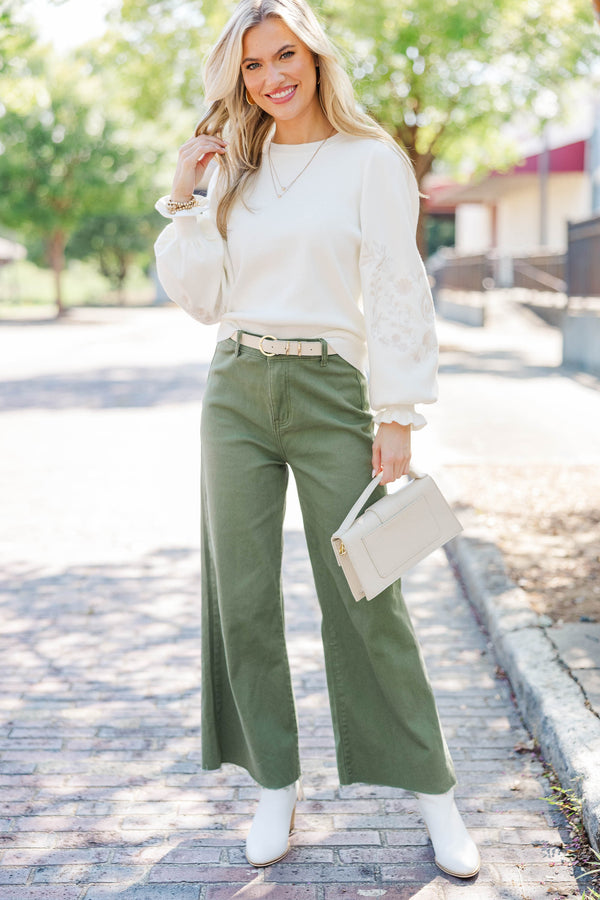 Soft Glow Cream Embroidered Sweater
