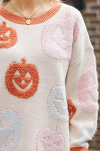 Harvest Is Here Cream Pumpkin Sweater
