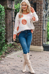 Harvest Is Here Cream Pumpkin Sweater