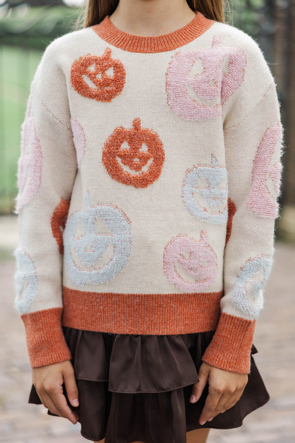 Girls: Boo To You Ivory Pumpkin Sweater