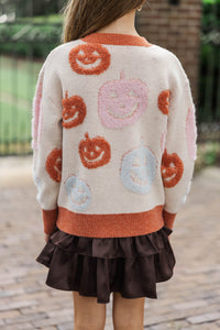 Girls: Boo To You Ivory Pumpkin Sweater