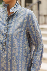 Looking For You Denim Blue Floral Shift Dress