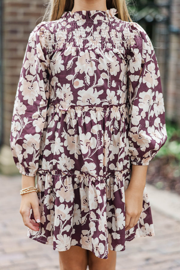 Girls: The Mariana Brown Floral Babydoll Dress