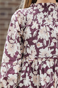 Girls: The Mariana Brown Floral Babydoll Dress