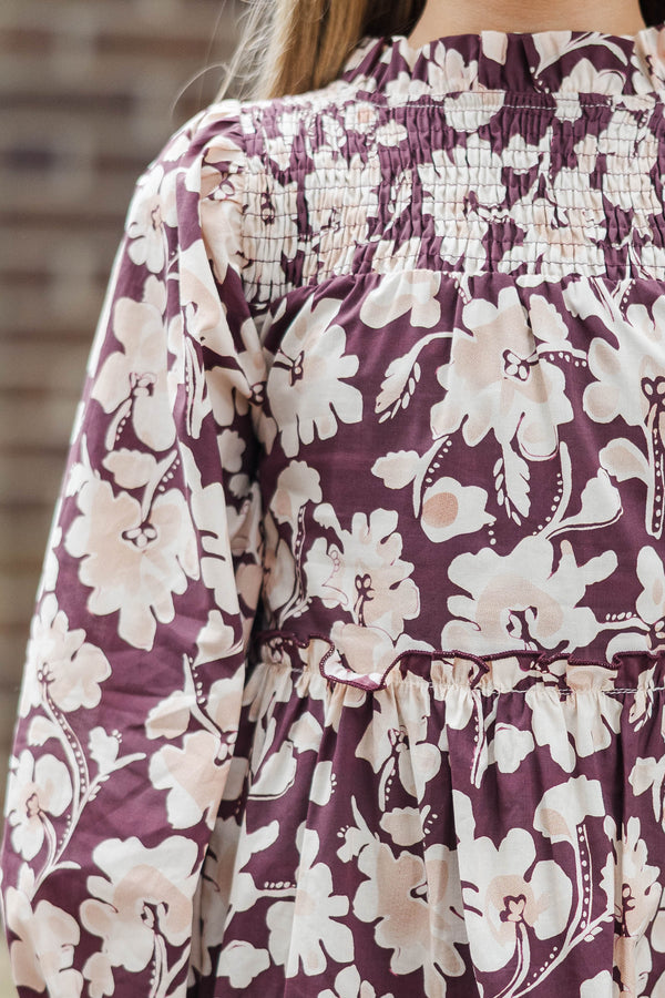 Girls: The Mariana Brown Floral Babydoll Dress