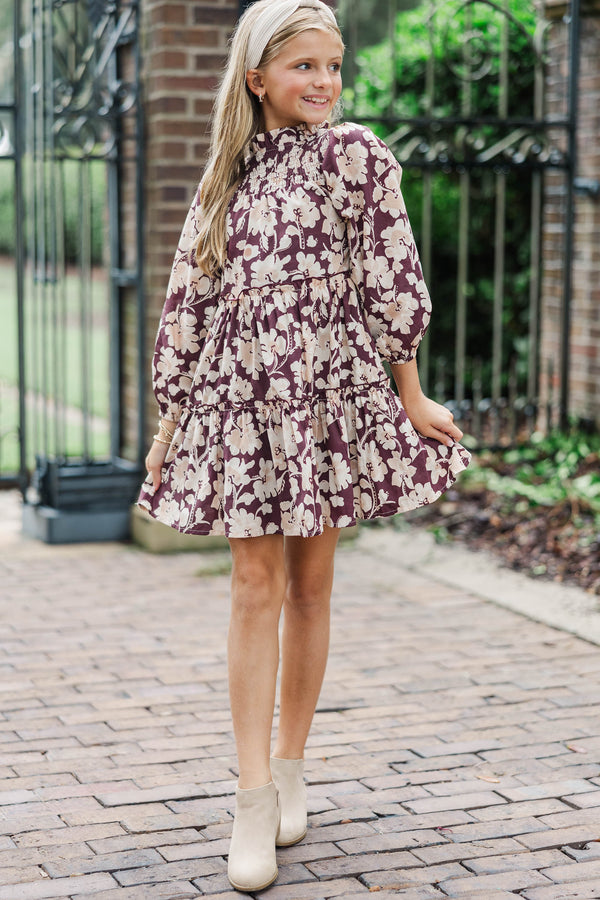 Girls: The Mariana Brown Floral Babydoll Dress
