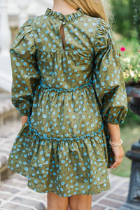 Girls: The Mariana Olive Floral Babydoll Dress