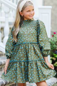Girls: The Mariana Olive Floral Babydoll Dress