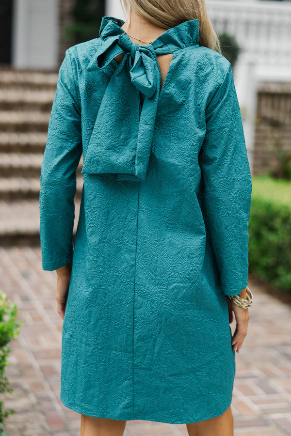 This Is It Teal Green Textured Swing Dress