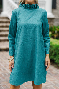 This Is It Teal Green Textured Swing Dress