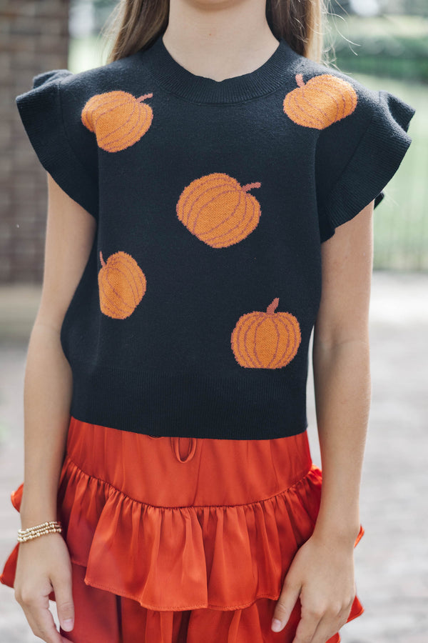 Girls: The Jessica Black Pumpkin Sweater
