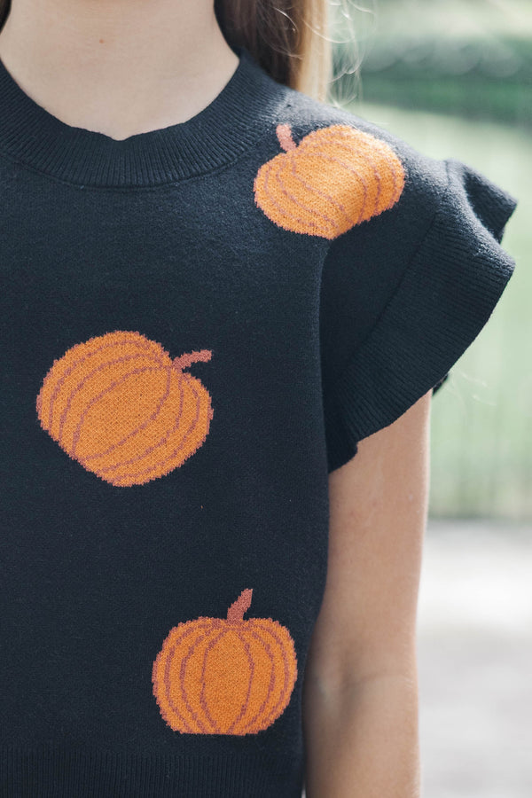 Girls: The Jessica Black Pumpkin Sweater