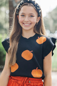 Girls: The Jessica Black Pumpkin Sweater