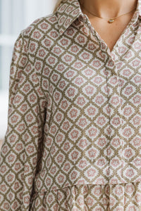 Thinking Of You Pink Medallion Shirt Dress