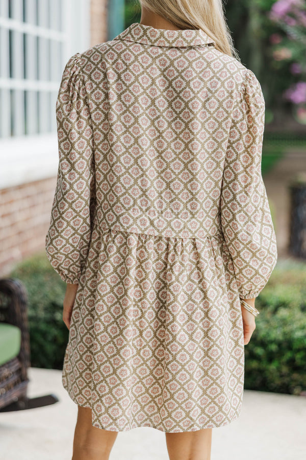 Thinking Of You Pink Medallion Shirt Dress