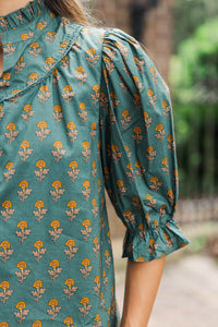 All You Could Need Teal Medallion Blouse