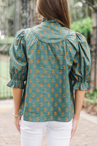 All You Could Need Teal Medallion Blouse