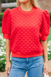 Ease Your Mind Red Short Sleeve Quilted Top