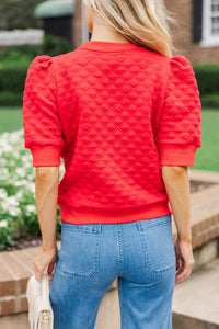 Ease Your Mind Red Short Sleeve Quilted Top