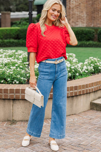 Ease Your Mind Red Short Sleeve Quilted Top