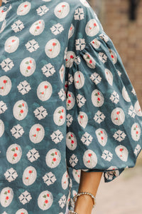 Take Your Turn Teal Medallion Blouse