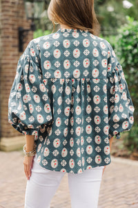 Take Your Turn Teal Medallion Blouse