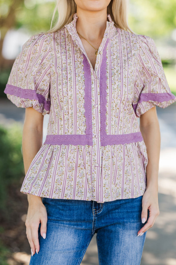 Let's Go Together Plum Floral Blouse