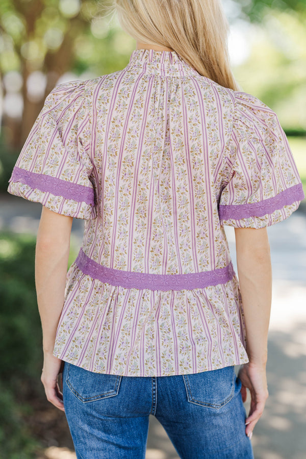 Let's Go Together Plum Floral Blouse