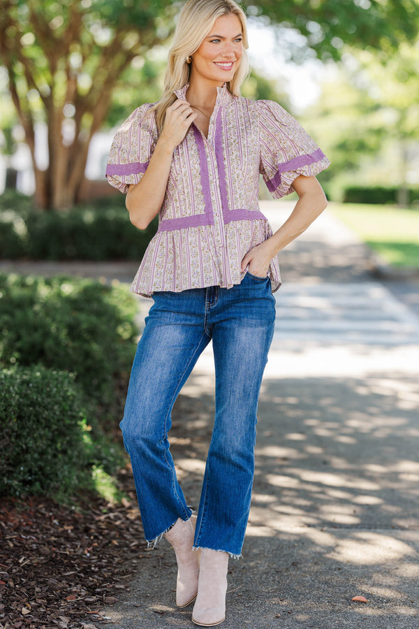 Let's Go Together Plum Floral Blouse
