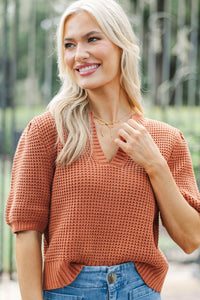 Best Of You Rust Short Sleeve Sweater