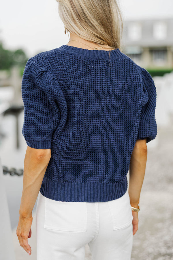 Best Of You Navy Short Sleeve Sweater