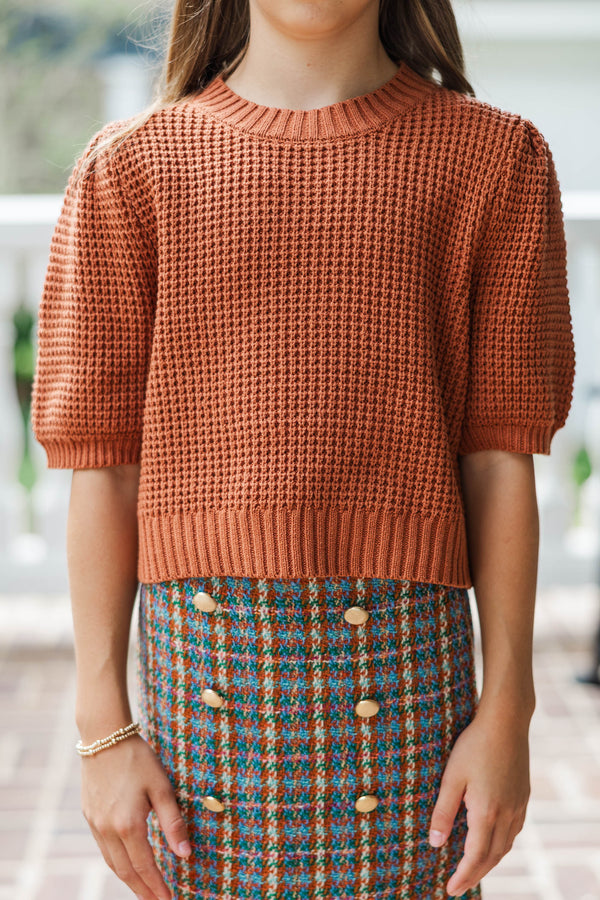Girls: Best Of You Rust Short Sleeve Sweater