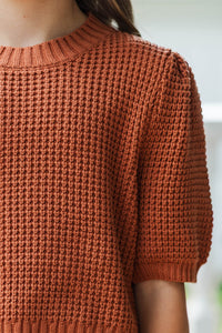Girls: Best Of You Rust Short Sleeve Sweater