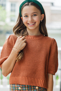 Girls: Best Of You Rust Short Sleeve Sweater