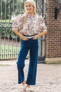 Speak Up Textured Brown Toile Blouse