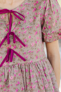 Stay In Your Sights Brown Ditsy Floral Babydoll Blouse